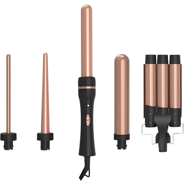 Lisabonde Lockenstab 5 in 1 Lockenstab Set Multistyler Keramik mit Welleneisen 9-32mm, Turmalin-Keramik, 5-in-1 Set für verschiedene Styles, Weltweite Spannung 