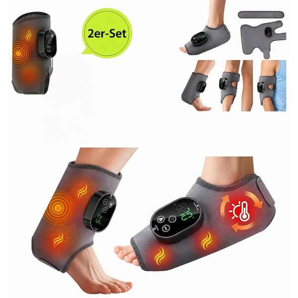 Lisabonde Massagegerät mit Wärmetherapie & Vibration, Akku, für Knöchel & Wade, 2er-Set, Ergonomisch, hautfreundlich, automatische Abschaltung