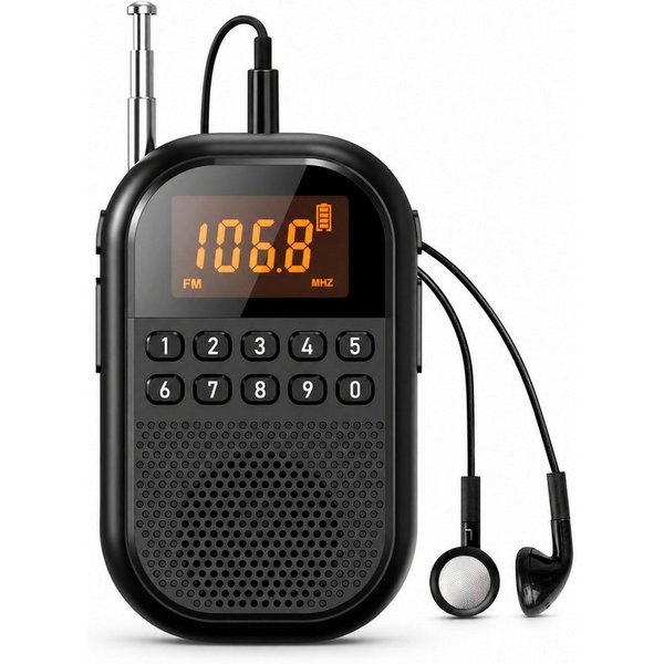 Lisabonde Mini Taschenradio AM/FM mit Bluetooth, Akku & TF-Slot Anschluss Radio (MW (AM), Senderspeicher, UKW (FM), Automatischer Sendersuchlauf, 3 W, Sleep-Tim
