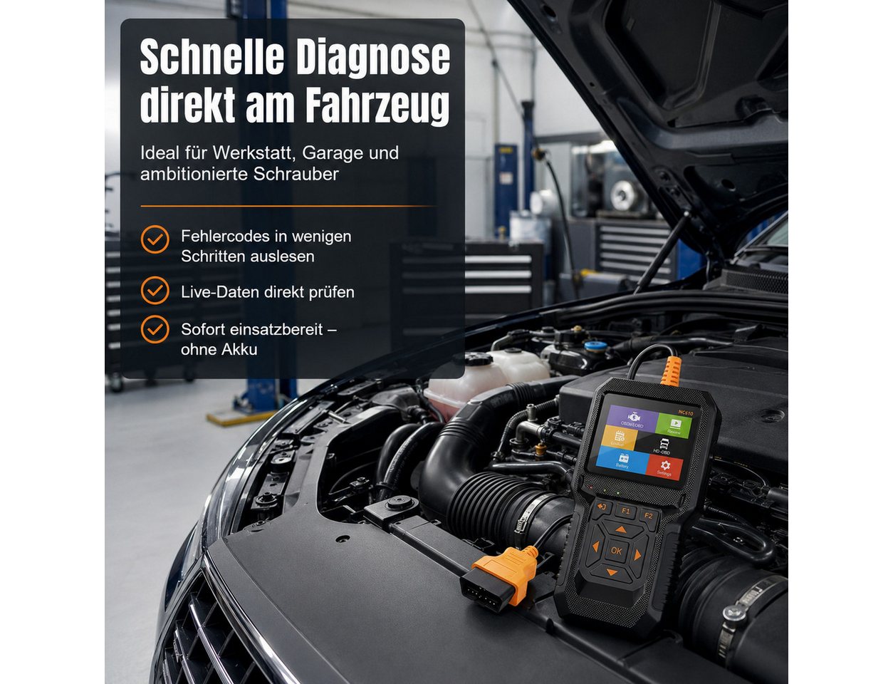 Lisabonde OBD2-Diagnosegerät KFZ Diagnosegerät OBD2 Scanner für PKW & LKW, 12V/24V Fehlerleser, Packung, 4-teilig, 2-in-1 Diagnose für PKW & LKW, Smog-Check Fun – Bild 5 von 5