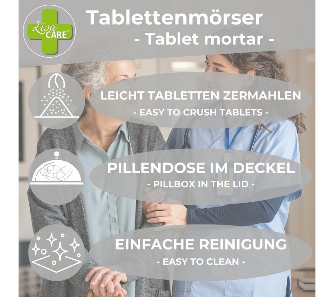 LisaCare Mörser Tablettencrusher - Tablettenmörser, (1-tlg), Stressfreie Medikamenteneinnahme! – Bild 4 von 5