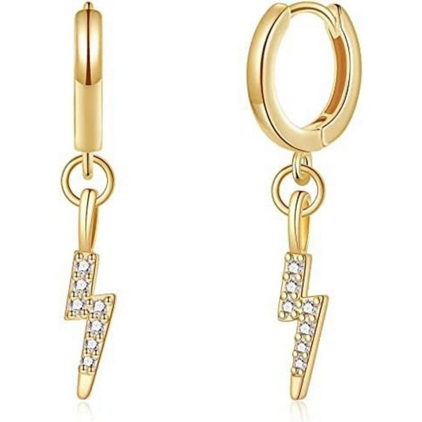 Lisandra Scott Ohrhänger-Set 925 Sterling Silber Creolen Blitz 14K vergoldet I Ohrringe Damen, Zeitlos, glänzend, bedeutungsvoll – Deine Creolen für jeden Momen