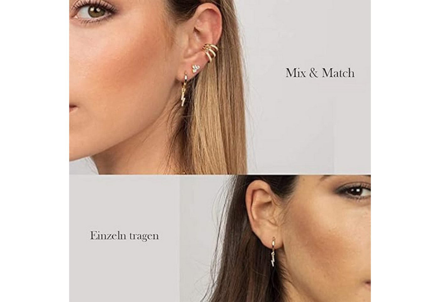 Lisandra Scott Ohrhänger-Set 925 Sterling Silber Creolen Blitz 14K vergoldet I Ohrringe Damen, Zeitlos, glänzend, bedeutungsvoll – Deine Creolen für jeden Momen – Bild 3 von 4