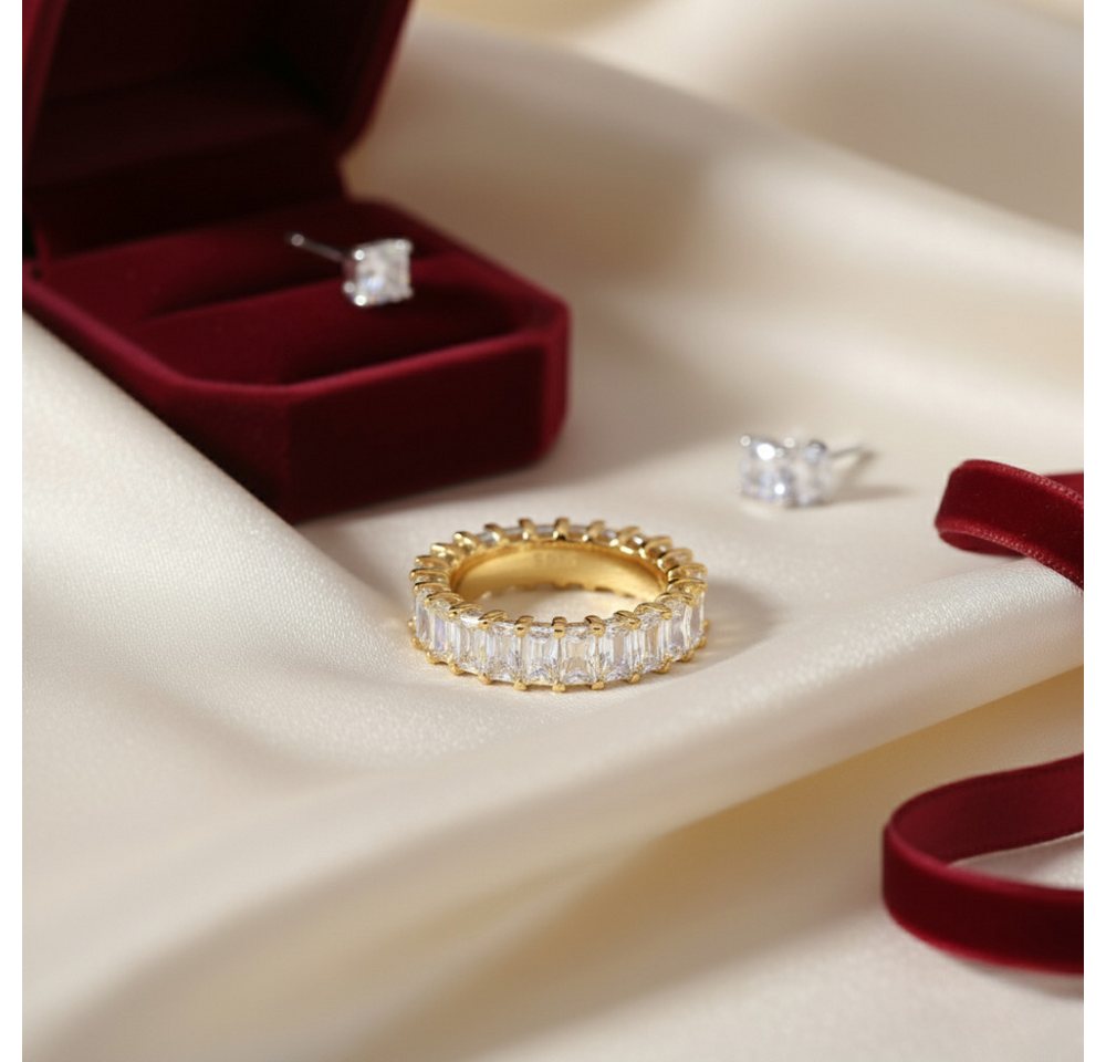 Lisandra Scott Silberring 18K Funkelnder Baguette Eternity Ring 925 Sterling Silber mit Steinen, Luxus, der bleibt – ein Ring wie ein Versprechen für die Ewigke – Bild 4 von 4
