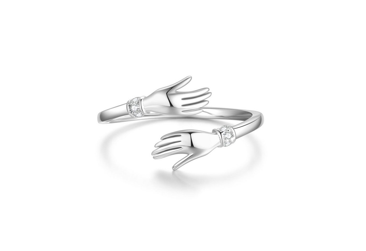Lisandra Scott Silberring 925 Sterling Silber Umarmende Hände Umarmungsring mit Zirkonia Steinen, Symbol für Zuneigung – mit kunstvollem Umarmungsdesign & Zirko – Bild 2 von 5