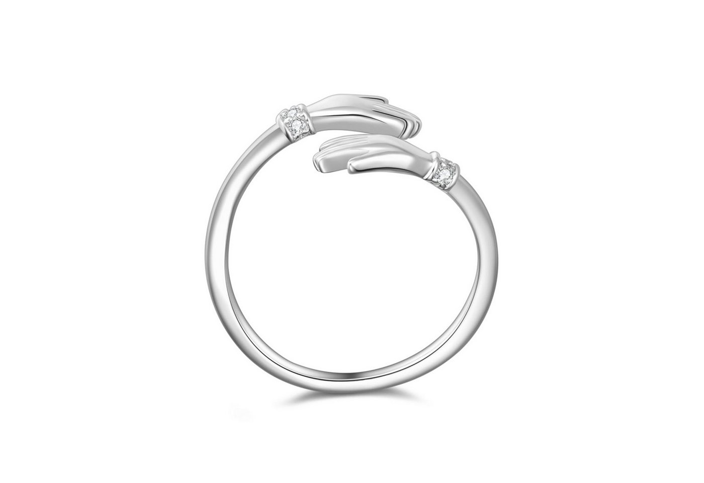 Lisandra Scott Silberring 925 Sterling Silber Umarmende Hände Umarmungsring mit Zirkonia Steinen, Symbol für Zuneigung – mit kunstvollem Umarmungsdesign & Zirko – Bild 3 von 5