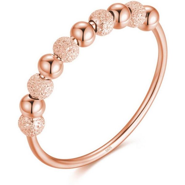 Lisandra Scott Silberring Anti-Stress Ring aus 925 Sterlingsilber mit drehbaren Glitzer-Kugeln