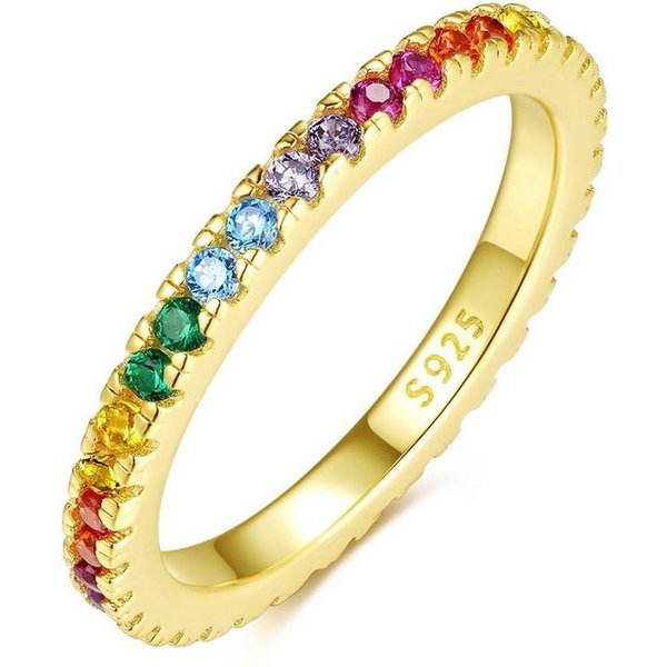 Lisandra Scott Silberring Eternity Ring 925 Silber »Bunte Zirkonia Steine« Regenbogen Rainbow, Ein Ring voller Farbe & Gefühl - funkelnd, bunt, bedeutungsvoll