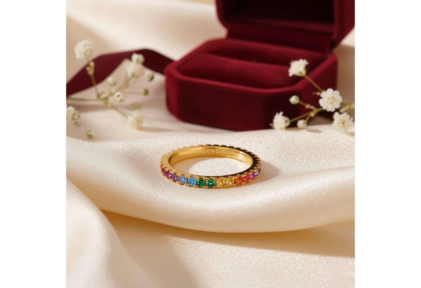 Lisandra Scott Silberring Eternity Ring 925 Silber »Bunte Zirkonia Steine« Regenbogen Rainbow, Ein Ring voller Farbe & Gefühl - funkelnd, bunt, bedeutungsvoll – Bild 4 von 4