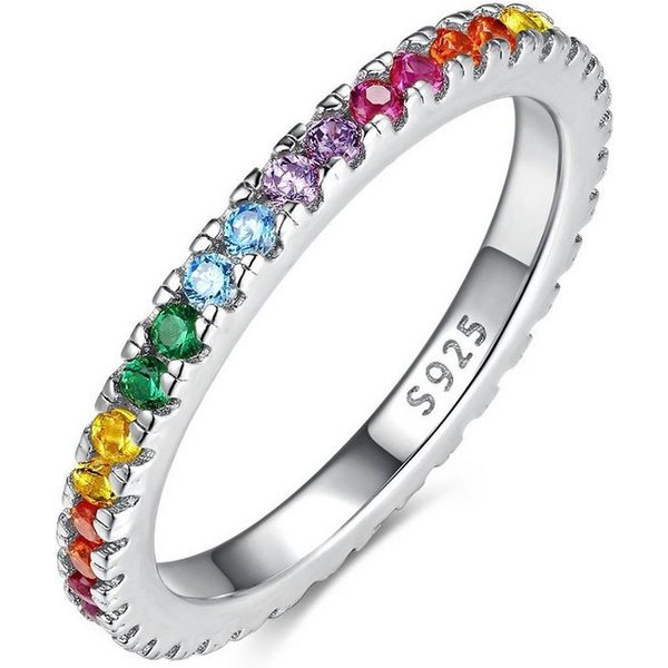 Lisandra Scott Silberring Eternity Ring 925 Silber »Bunte Zirkonia Steine« Regenbogen Rainbow, Ein Ring voller Farbe & Gefühl - funkelnd, bunt, bedeutungsvoll