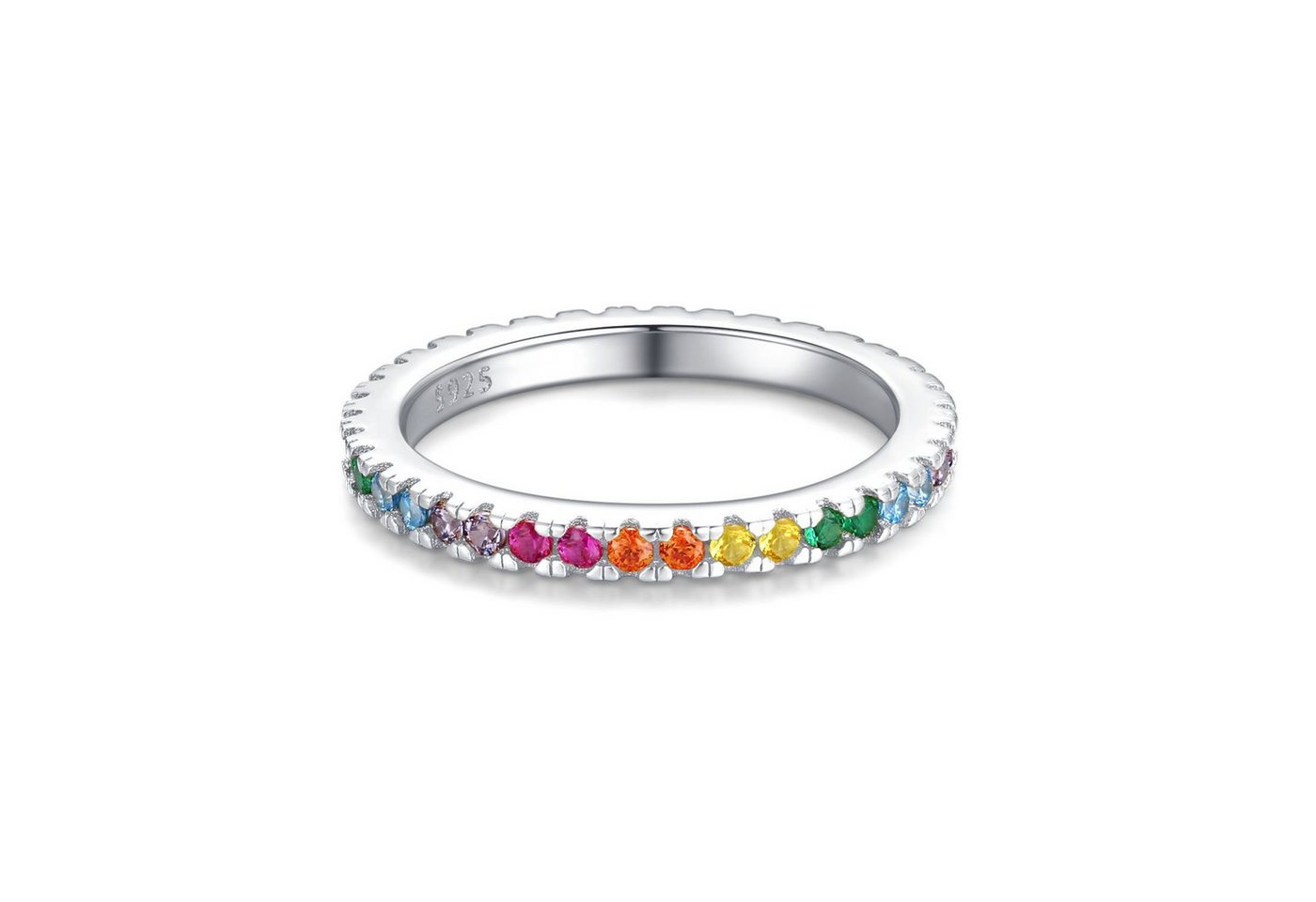 Lisandra Scott Silberring Eternity Ring 925 Silber »Bunte Zirkonia Steine« Regenbogen Rainbow, Ein Ring voller Farbe & Gefühl - funkelnd, bunt, bedeutungsvoll – Bild 2 von 4