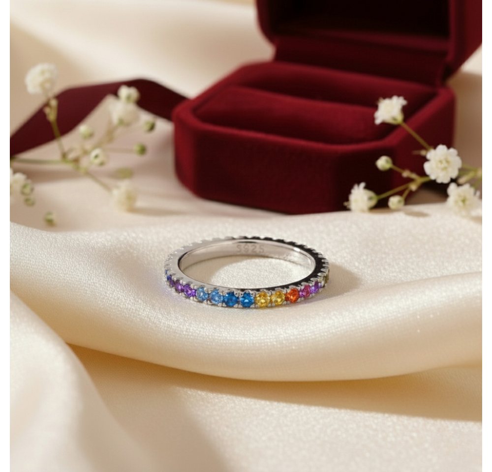 Lisandra Scott Silberring Eternity Ring 925 Silber »Bunte Zirkonia Steine« Regenbogen Rainbow, Ein Ring voller Farbe & Gefühl - funkelnd, bunt, bedeutungsvoll – Bild 4 von 4