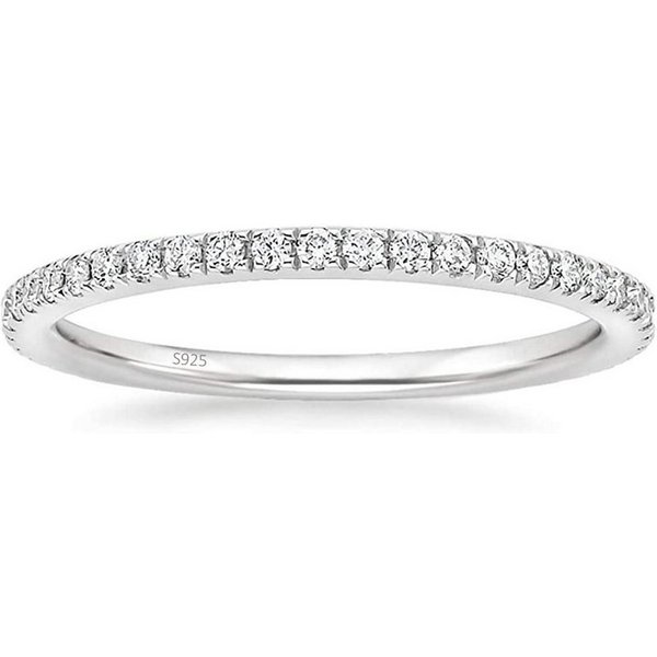 Lisandra Scott Silberring Eternity Ring 925 Sterlingsilber mit Zirkonia Steinen Schmal Damenring, Stilvoll & zeitlos – Ein Schmuckstück für die Ewigkeit
