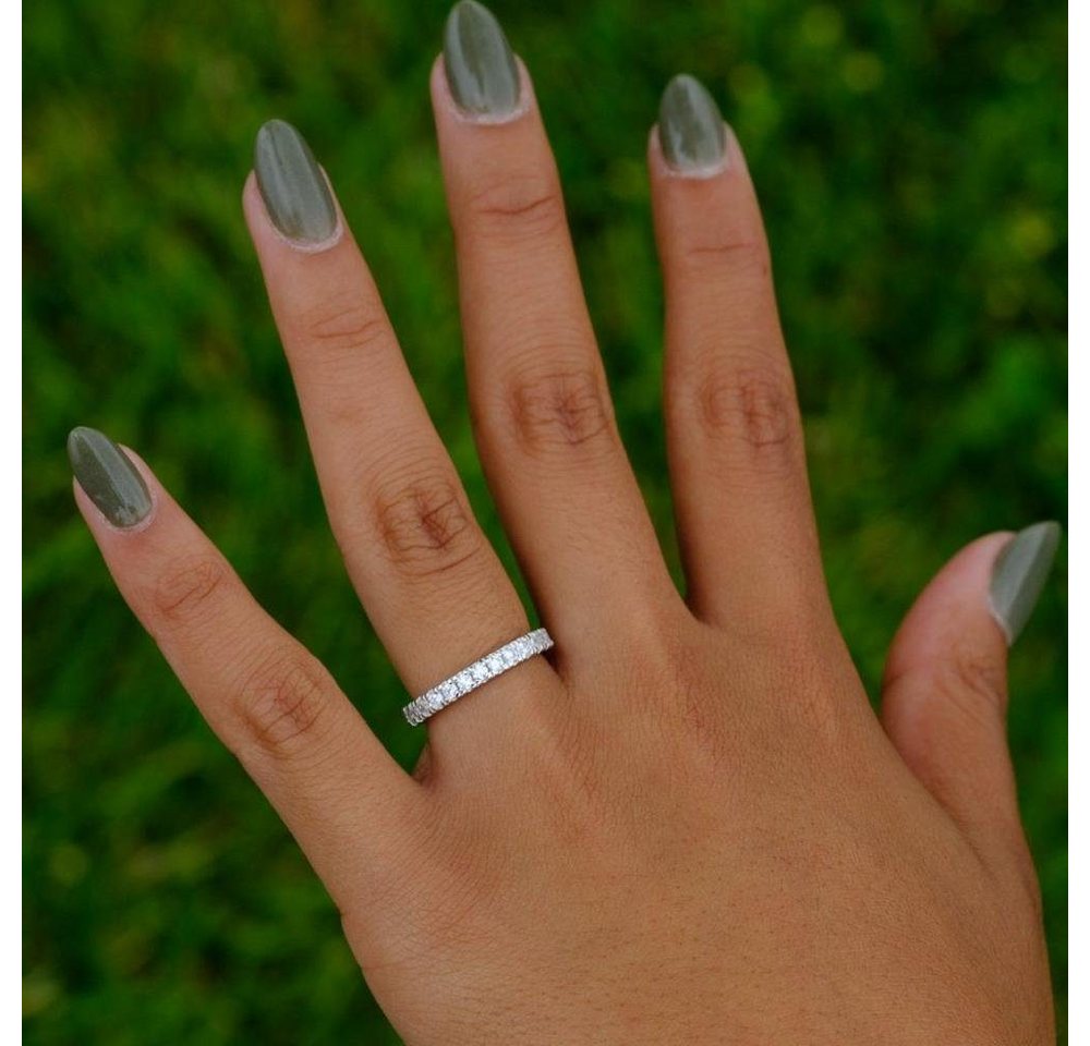Lisandra Scott Silberring Eternity Ring Treasure 925 Sterling Silber mit Zirkonia Steinen Breit, Für starke Gefühle & stilvolle Hände – breiter Silberring mit G – Bild 3 von 4