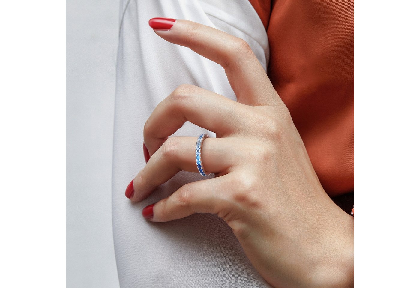Lisandra Scott Silberring Ring aus 925 Sterling Silber mit Blauen Multicolor Steinen Damen, Ein Ring wie das Meer – Schimmernde Blautöne & langlebiger Glanz – Bild 3 von 4
