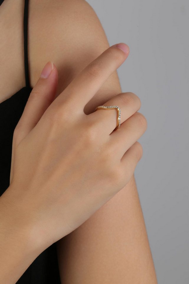Lisandra Scott Silberring V-Form Ring aus 925 Sterlingsilber mit funkelnden Zirkonia Steinen, stilvoller V-Glanz für jeden Moment – Bild 4 von 5