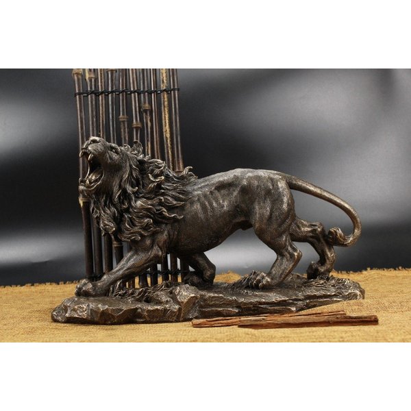 Lisandra Scott Skulptur Löwen Figur Brüllend in Bronze-Optik – Premium Skulptur Deko Statue