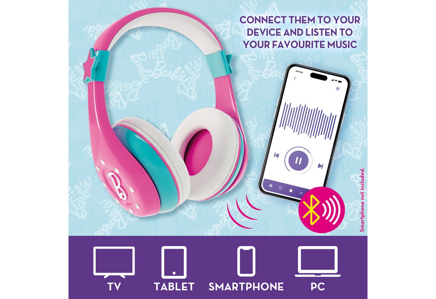Lisciani Barbie Bluetooth Kopfhörer mit Mikrofon Kinder-Kopfhörer – Bild 3 von 4