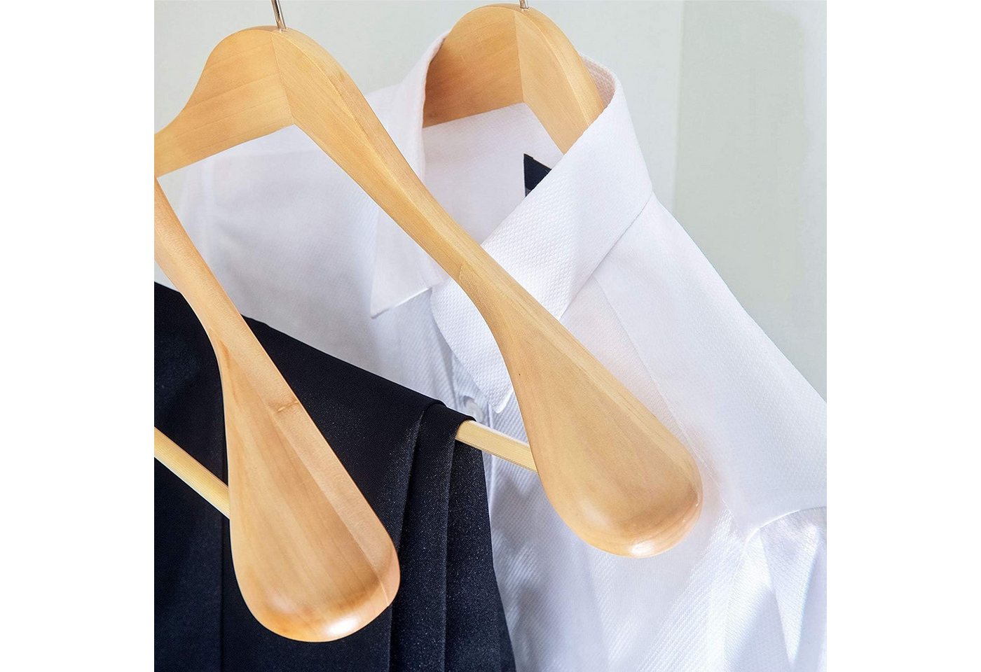 Liszton Kleiderbügel Kleiderbügel aus Holz mit extra breiter Schulterauflage 10 Stück – Bild 4 von 5
