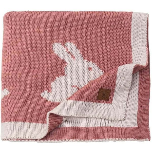 Babydecke Baby Strickdecke, Babydecke, Weich & Atmungsaktiv, 80x100cm Rosa Hasen, Little Dedi