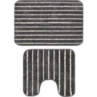 LIVARNO® Badezimmergarnitur-Set (mit WC-Ausschnitt, Grau)