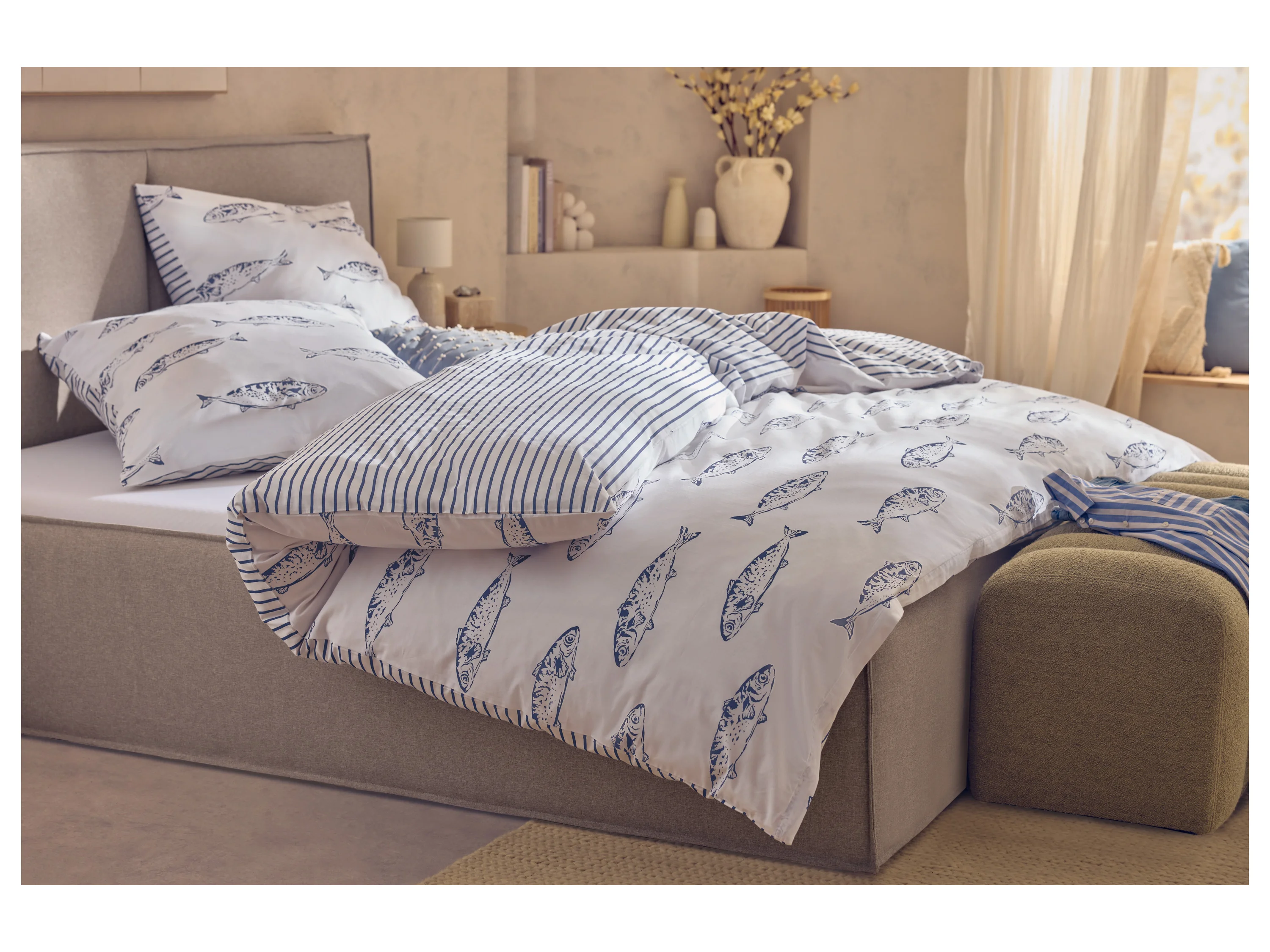 LIVARNO® Edel-Renforcé-Bettwäsche, 200 x 220 cm (Fische) – Bild 2 von 4