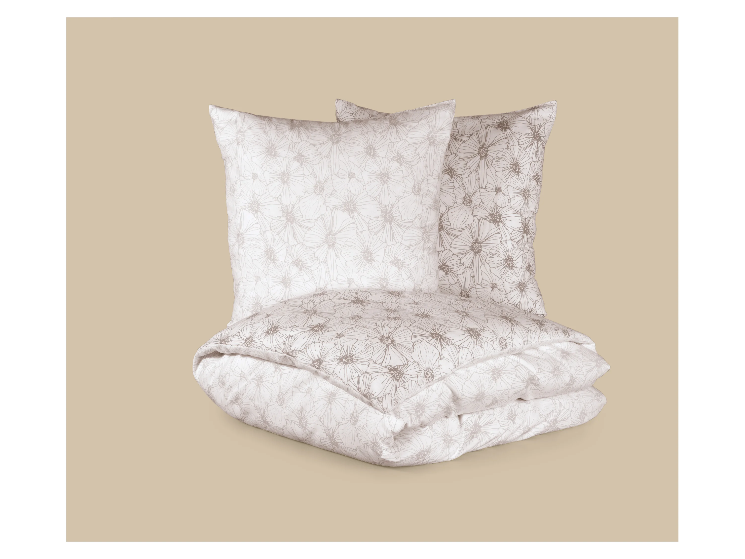 LIVARNO® Feinbiber-Bettwäsche, 200 x 220 cm (Blumen/taupe) – Bild 2 von 4