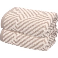 LIVARNO® Frottier-Handtücher, 2 Stück, 50 x 100 cm (gemustert/beige)