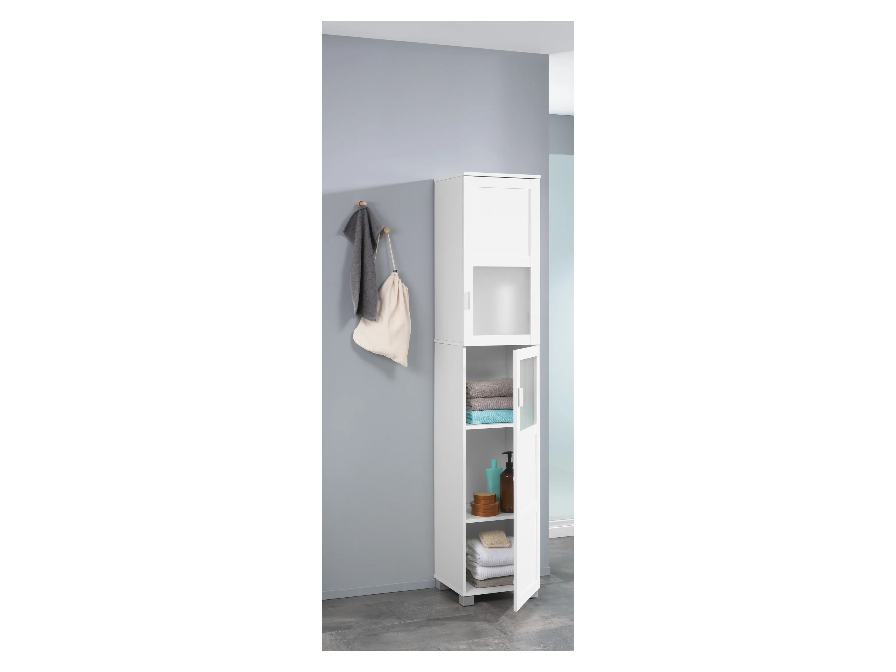 LIVARNO HOME Bad-Hochschrank »Basel«, mit 2 Glasrahmentüren – Bild 3 von 4