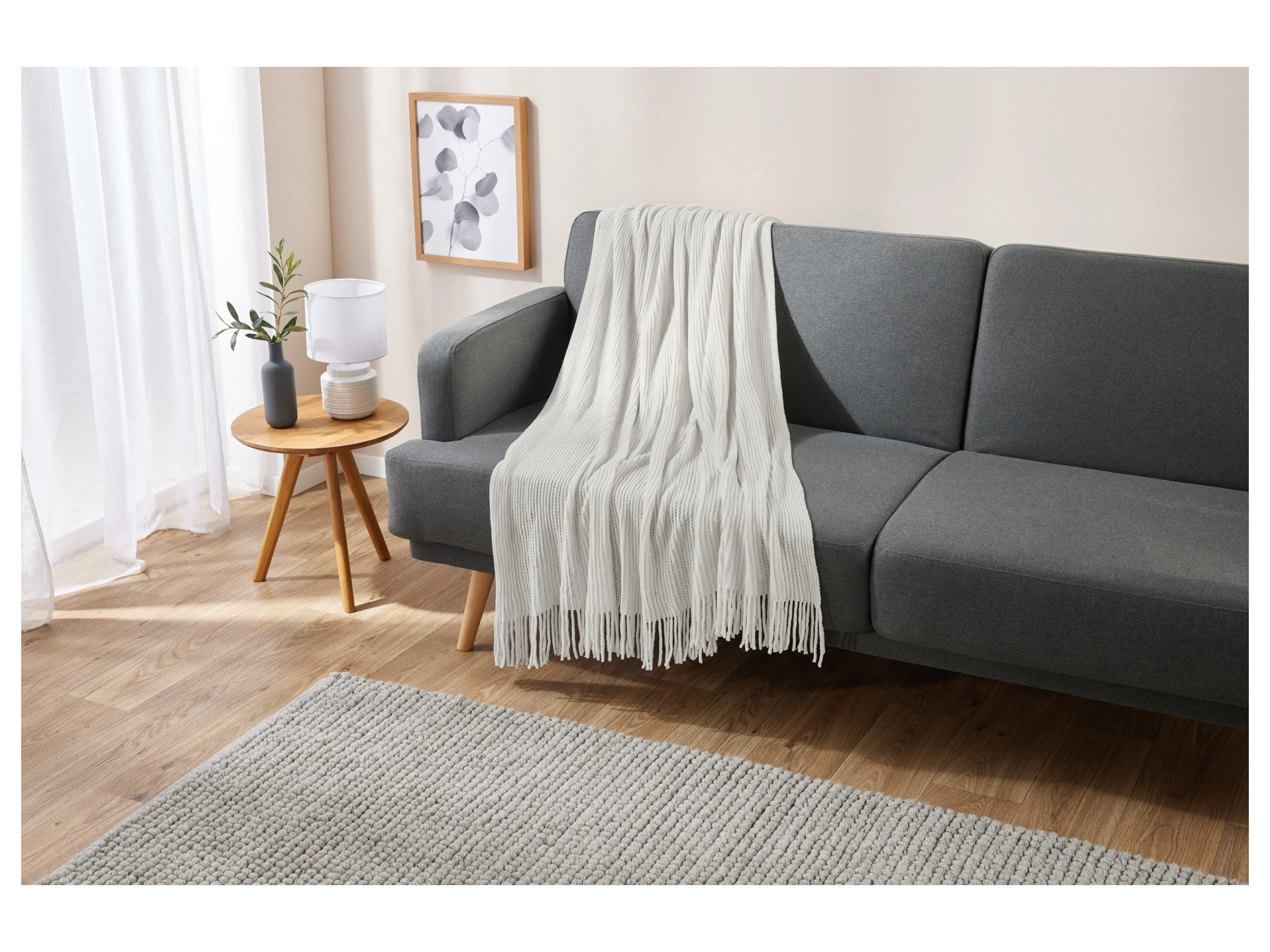 LIVARNO HOME Chenille-Plaid (Beige) – Bild 2 von 4