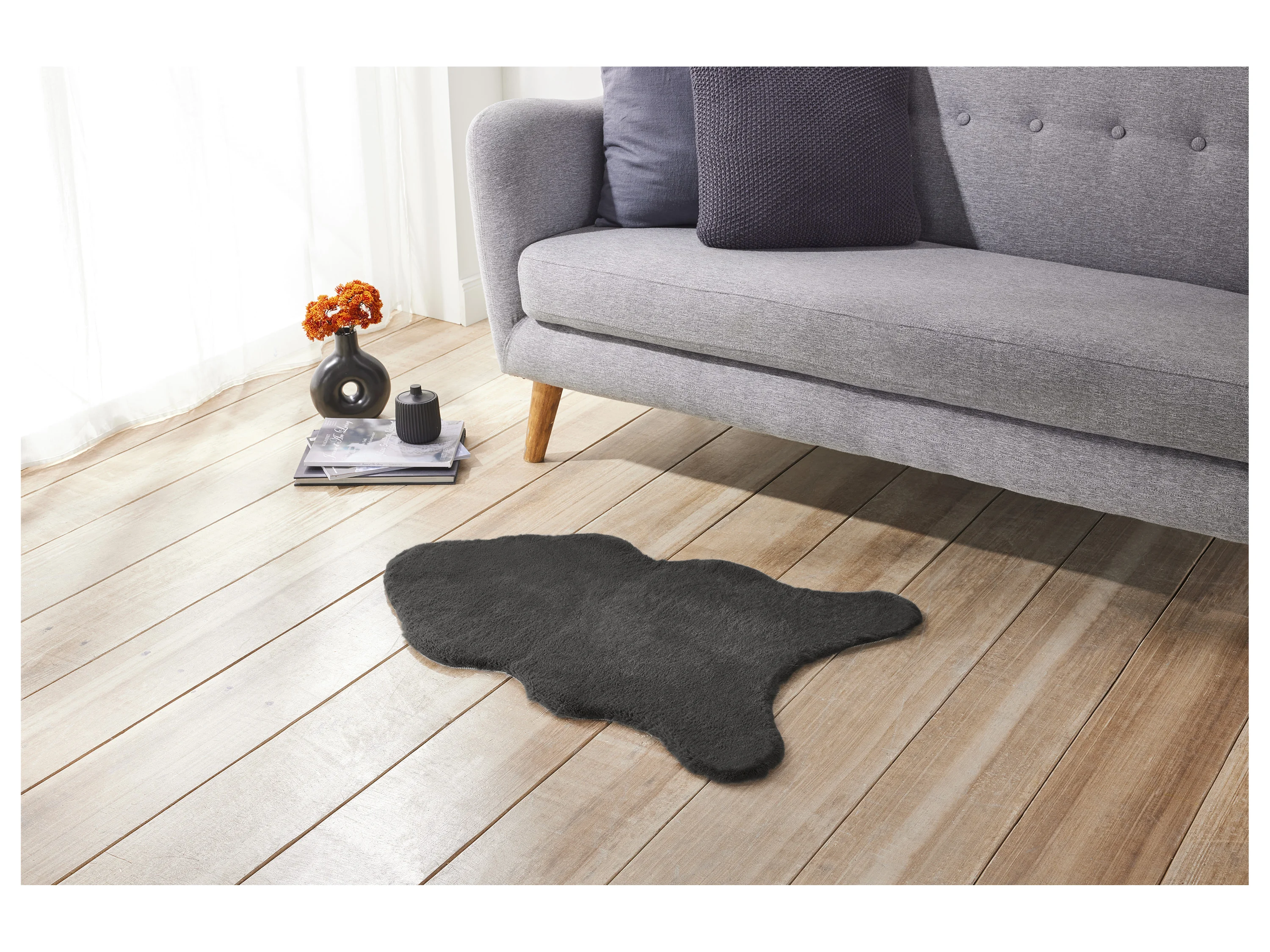 LIVARNO HOME Kunstfellteppich langflor, 60x90cm PAN (grau) – Bild 2 von 4