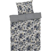 LIVARNO HOME Renforcé-Bettwäsche, 155 x 220 cm (weiß/blau/grau)