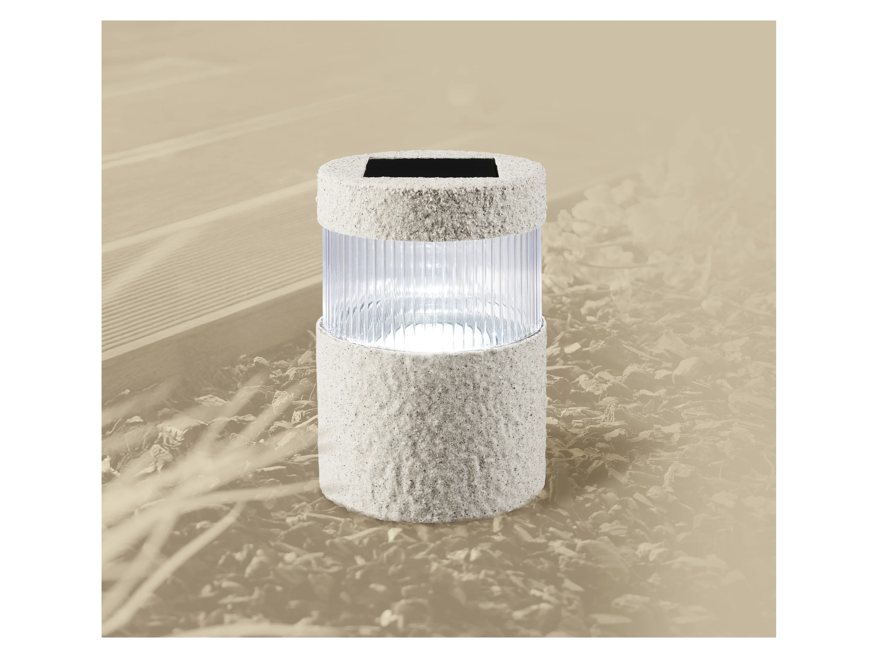 LIVARNO® LED-Solarleuchte (Rund, Sand) – Bild 2 von 3