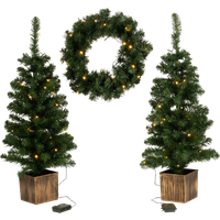 LIVARNO® LED-Weihnachtsbaum-Adventskranz-Set, 3-tlg.