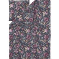 LIVARNO® Renforcé-Bettwäsche, 155 x 220 cm (Blumen/anthrazit)