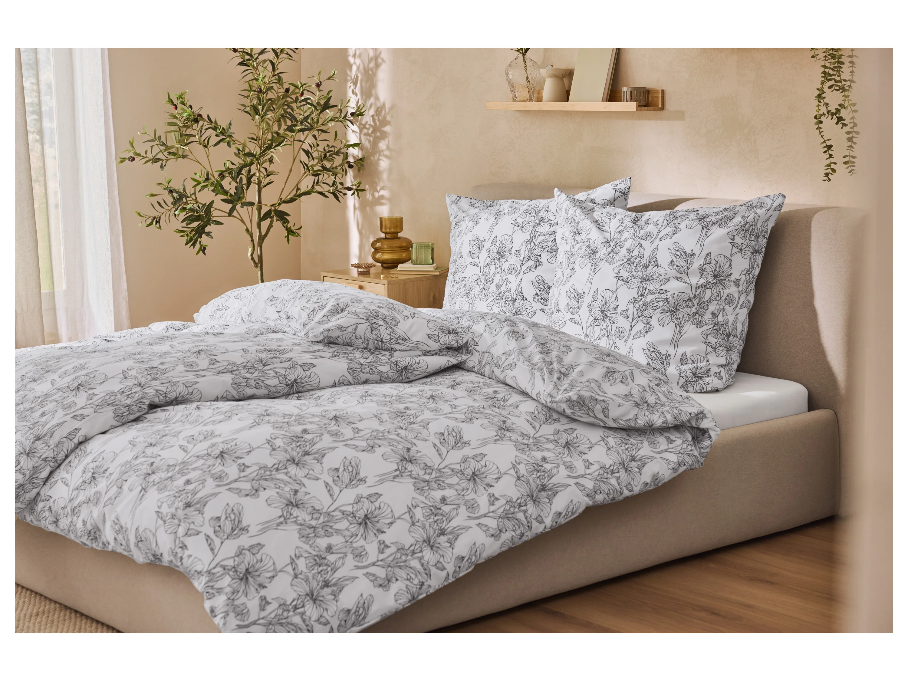 LIVARNO® Renforcé-Bettwäsche, 155 x 220 cm (Weiß/Grau) – Bild 4 von 4