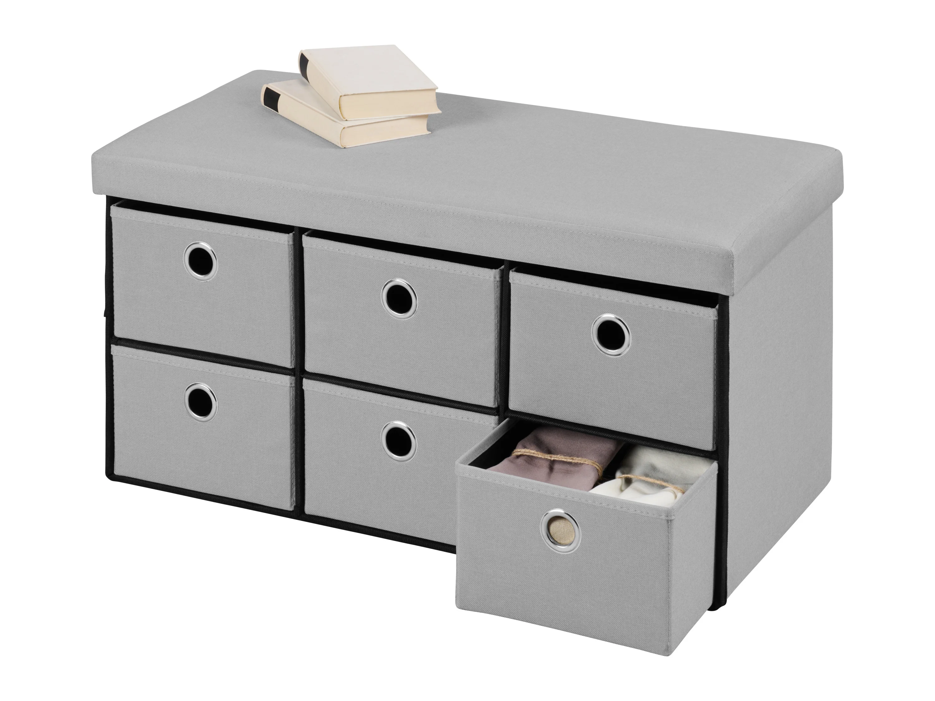 LIVARNO® Sitzbank faltbar mit 6 Fächern (Hellgrau) – Bild 2 von 4