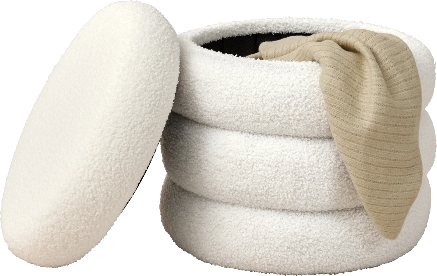 LIVARNO® Sitzpouf mit Staufach (weiß) – Bild 3 von 4