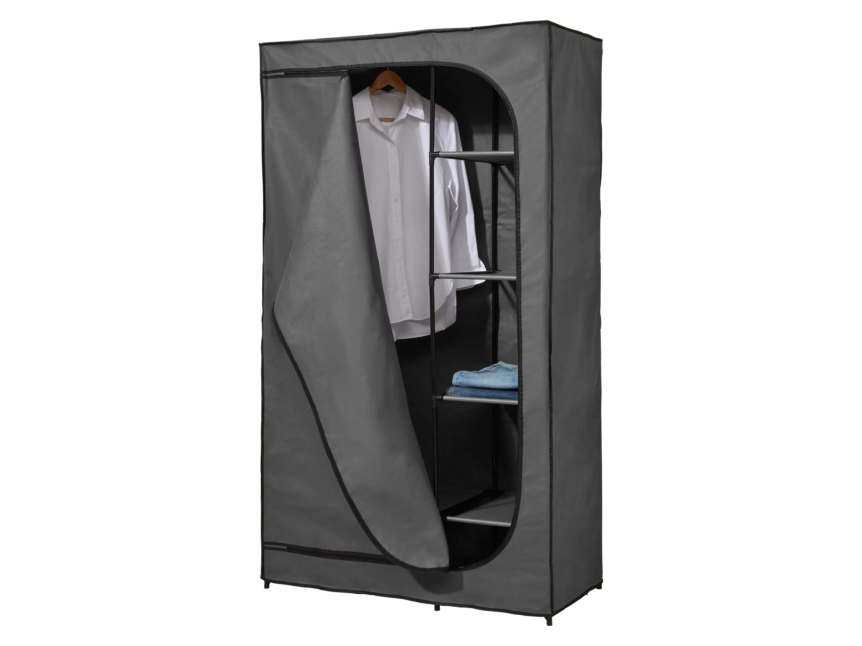 LIVARNO® Textilkleiderschrank, anthrazit, beige – Bild 2 von 4