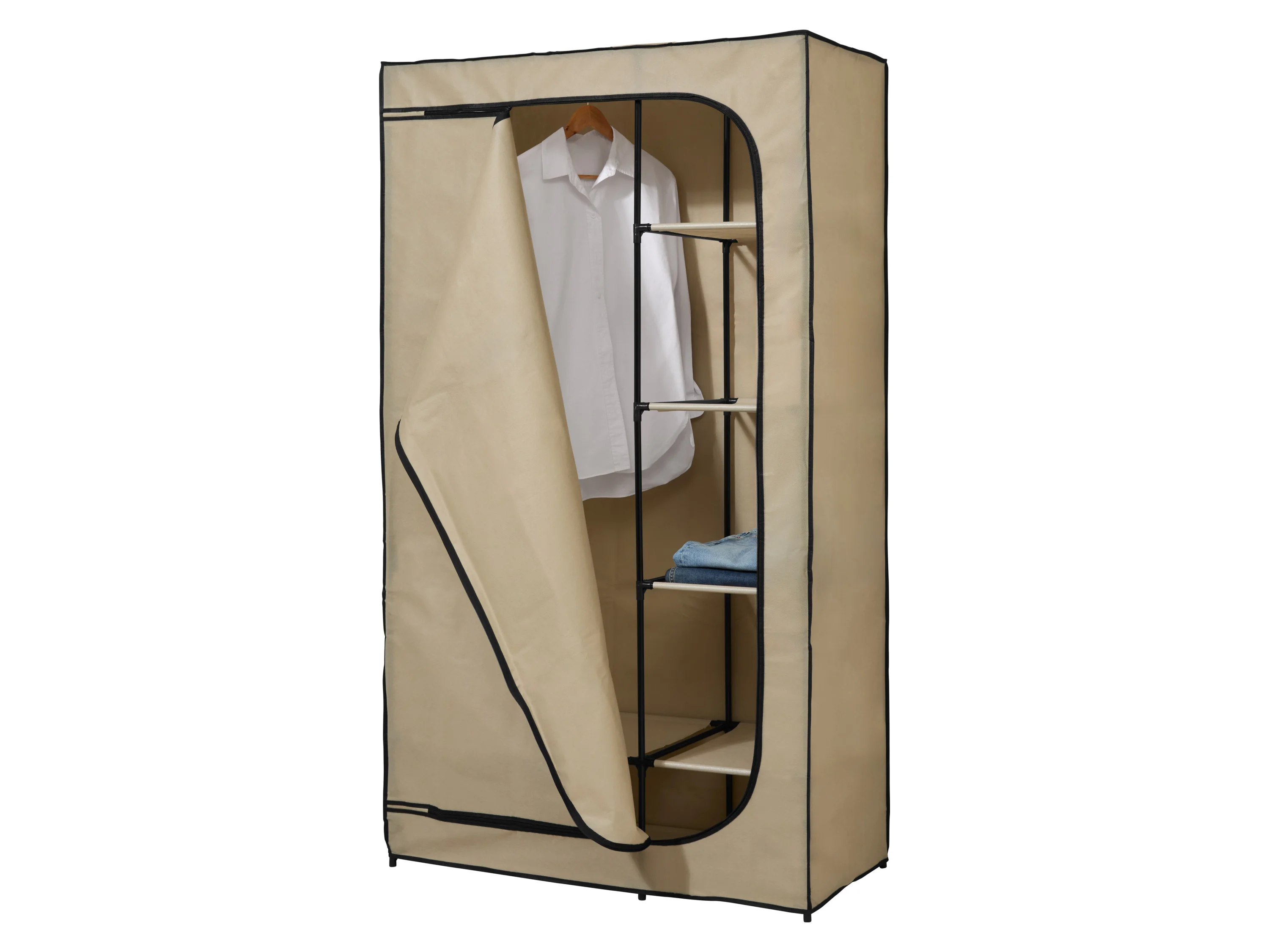 LIVARNO® Textilkleiderschrank, anthrazit, beige – Bild 2 von 4