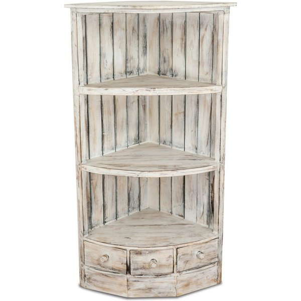 livasia Eckregal Bali Regal, Badregal, Bücherregal, handgefertigt, Holz, 42x42x105cm