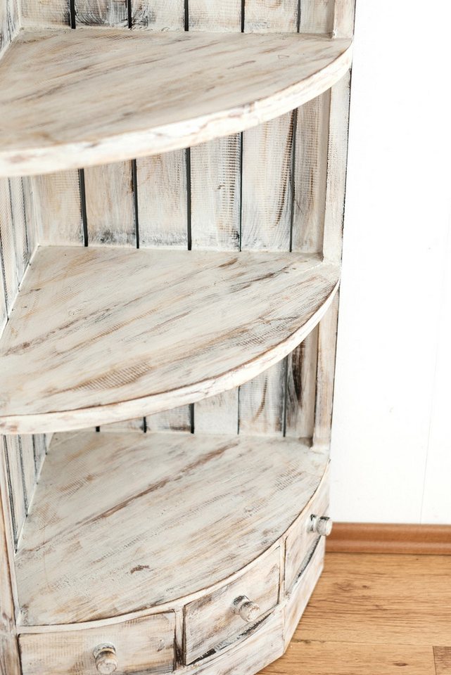 livasia Eckregal Bali Regal, Badregal, Bücherregal, handgefertigt, Holz, 42x42x105cm – Bild 4 von 5