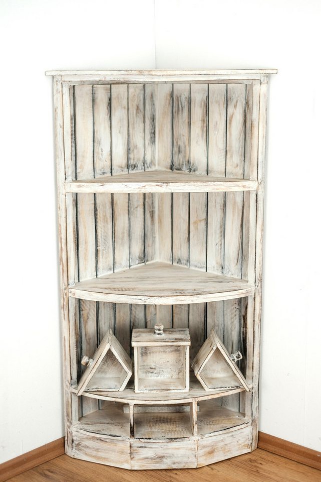 livasia Eckregal Bali Regal, Badregal, Bücherregal, handgefertigt, Holz, 42x42x105cm – Bild 5 von 5