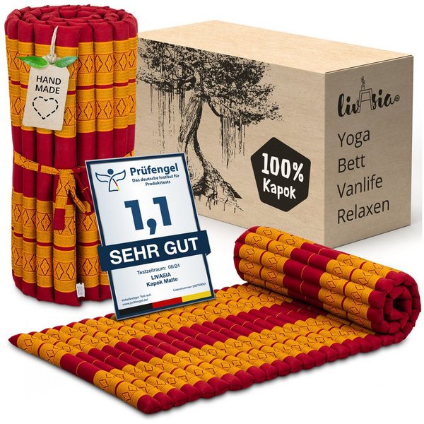 Reisebett-Matratzen Rollmatte 75 cm breit, vegan und handgefertigt, 200x75x4,5cm, livasia, 4.5 cm hoch, Kapok
