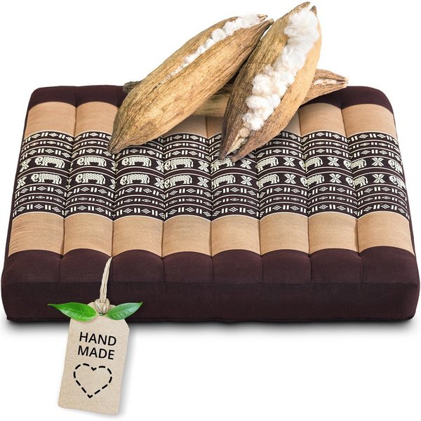 livasia Sitzkissen Sitzkissen 50 cm, vegan und handgefertigt, 50x50x6cm, Kapok