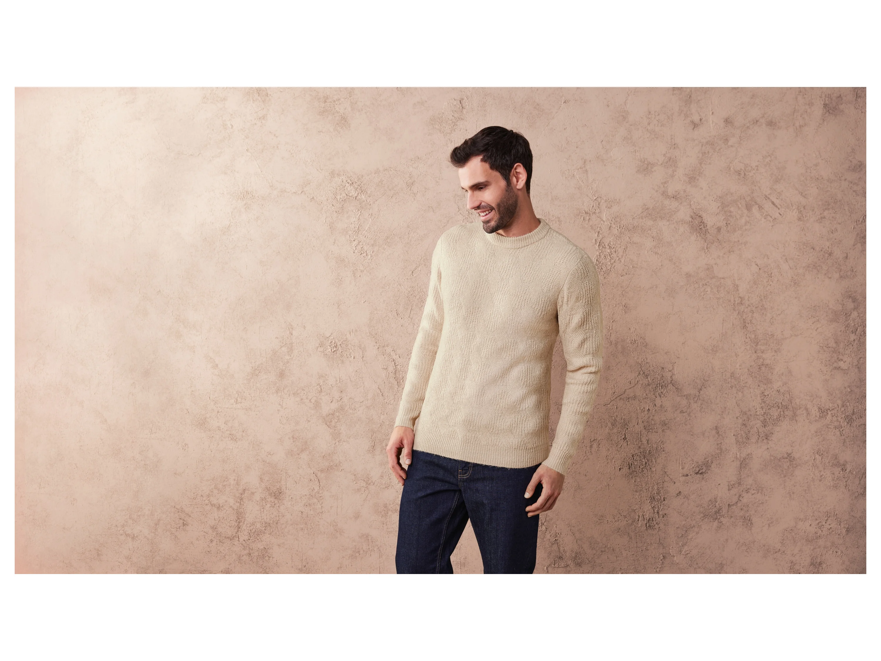 LIVERGY® Herren Pullover Grobstrick (Beige, XL(56/58)) – Bild 2 von 4
