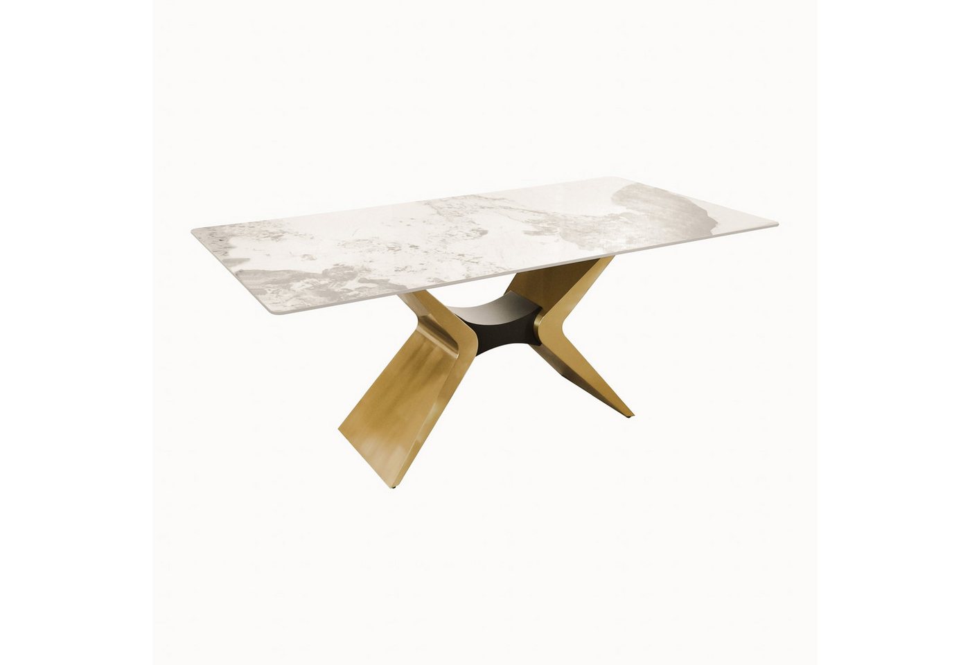 Livin Hill Esstisch Modig, Gold-Schwarz-Akzente mit Hochglanz in Marmoroptik – Bild 5 von 5