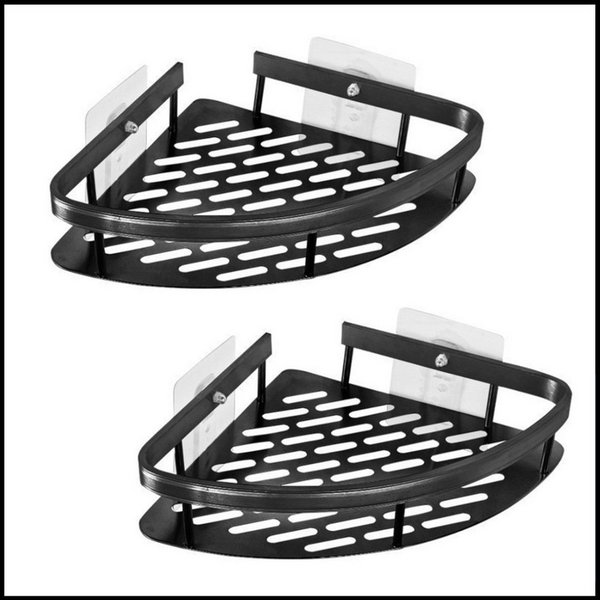 LIVINA HOME Duschablage ohne Bohren, Duschablage zum hängen, Duschkorb Eck in schwarz, 2-tlg., Eck Badregal, Duschregal, Duschzubehör, Badezimmerorganizer, +4 H