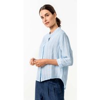Living Crafts Damen-Bluse "TILLA" mit Mandarinkragen, bleu/white, Gr. 42