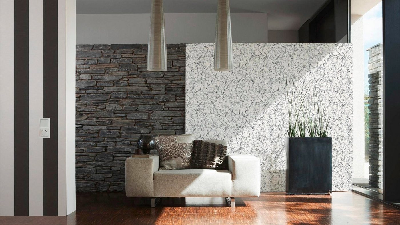 living walls Vliestapete Black & White, leicht strukturiert, gestreift, Streifen, mehrfarbig, Modern Tapete Streifen Tapeten Wohnzimmer Schlafzimmer Design Opti – Bild 2 von 5